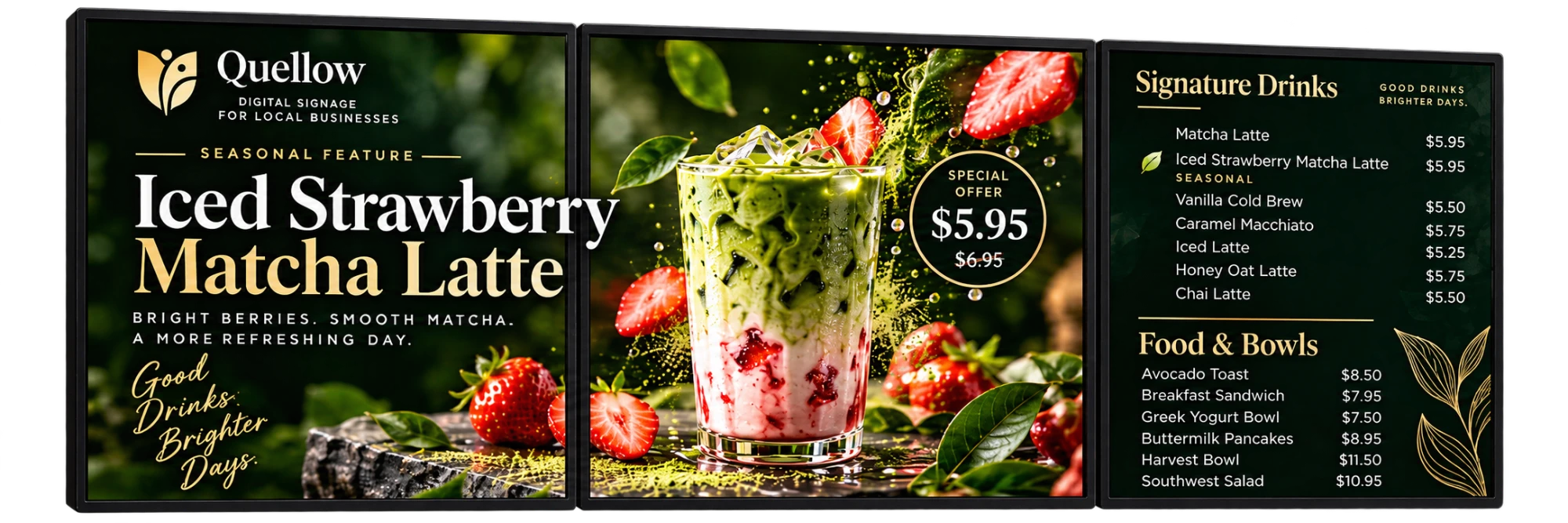 Quellow digital signage display screens